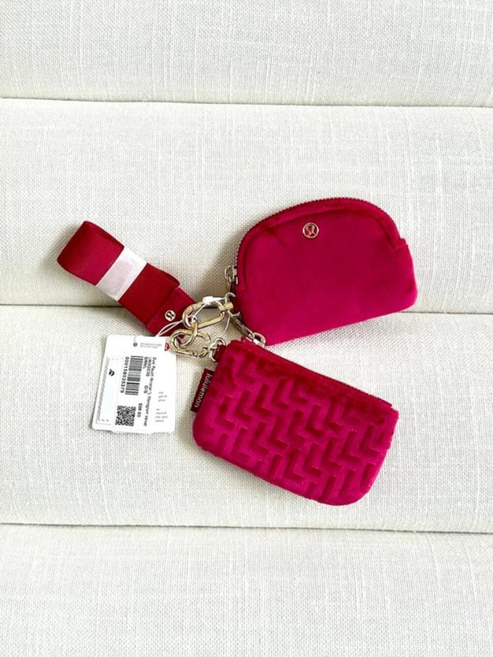 Lululemon Dual Pouch Wristlet L Monogram Velvet Berry Rumble NWT